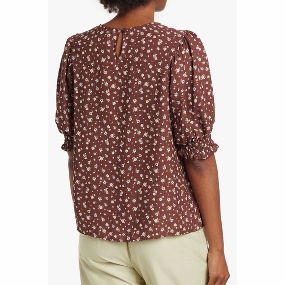 Pleione Brown Floral Puff-Sleeve Blouse - Picture 4 of 12